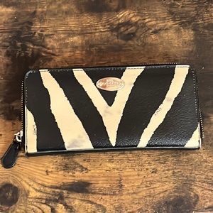 Coach zebra print zipper wallet, all zippers work